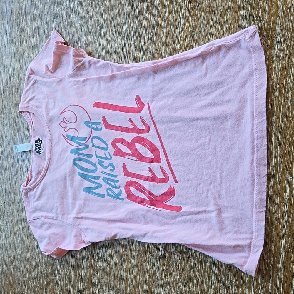 BOGO Star Wars Mom Raised A Rebel Pink Tshirt 10-12